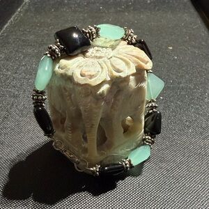 Elegant Sterling Aqua Chalcedony Onyx Bracelet 6.5"  (1)